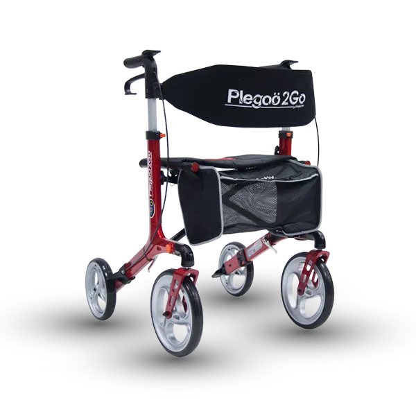 Andadera Rollator de Aluminio Plegable con Ruedas - Rojo Cereza