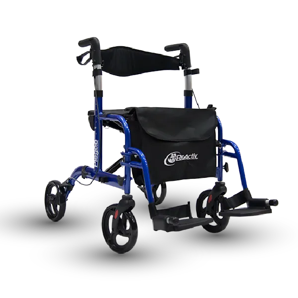 Andadera Rollator Travel de Aluminio Plegable - Con Descansapies - Azul